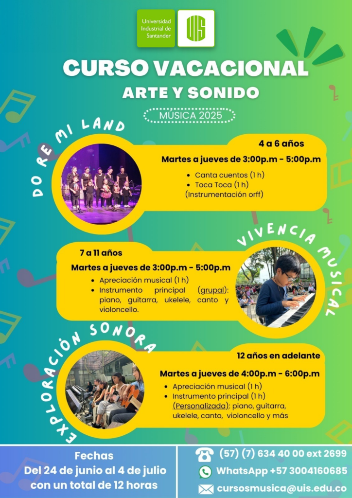 Flyer del curso vacacional “Arte y Sonido”