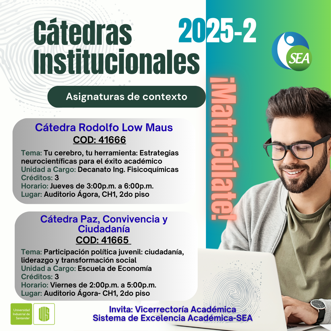 Pieza gráfica con información de cátedras institucionales