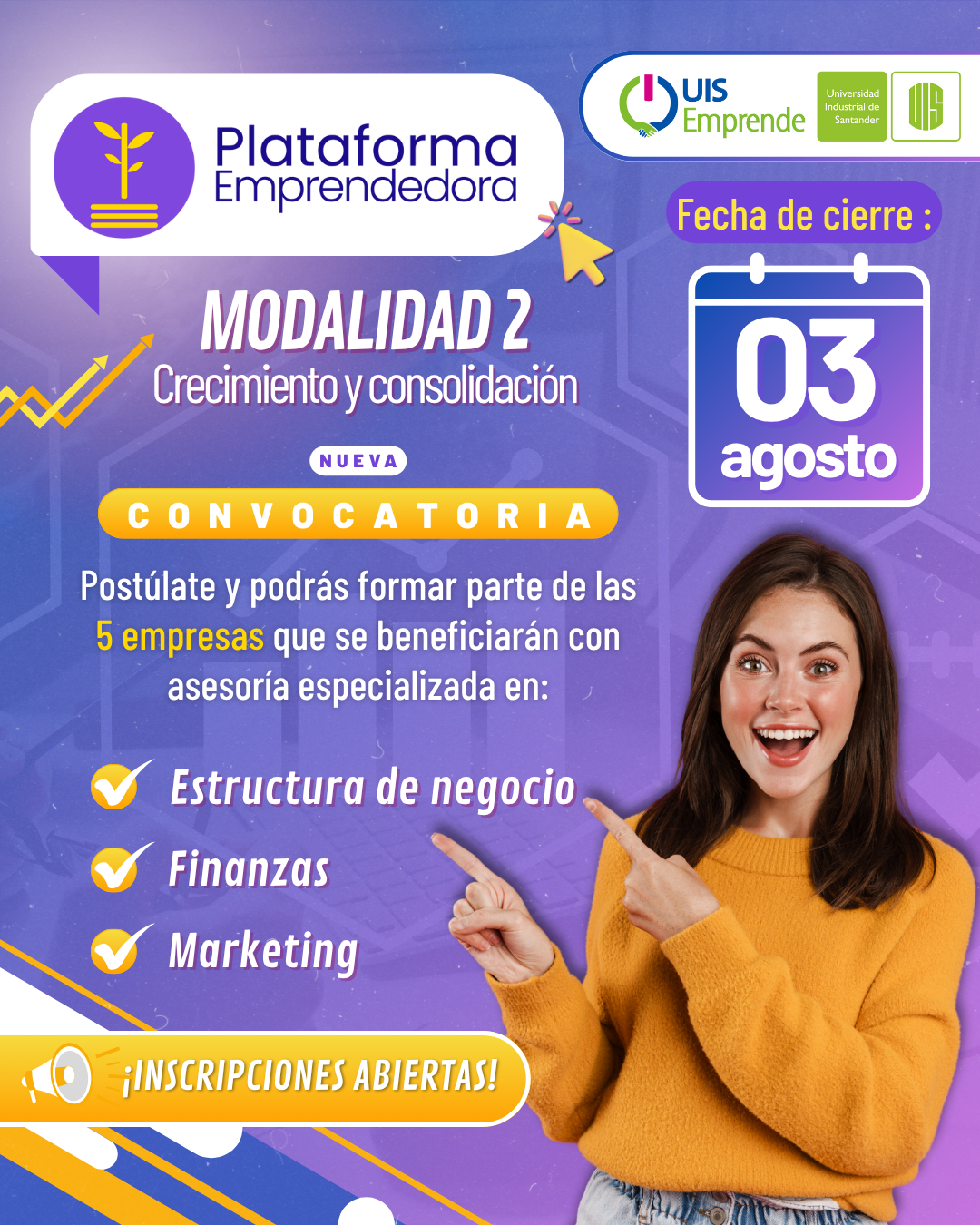 Convocatoria Plataforma Emprendedora modalidad 2 UIS Emprende