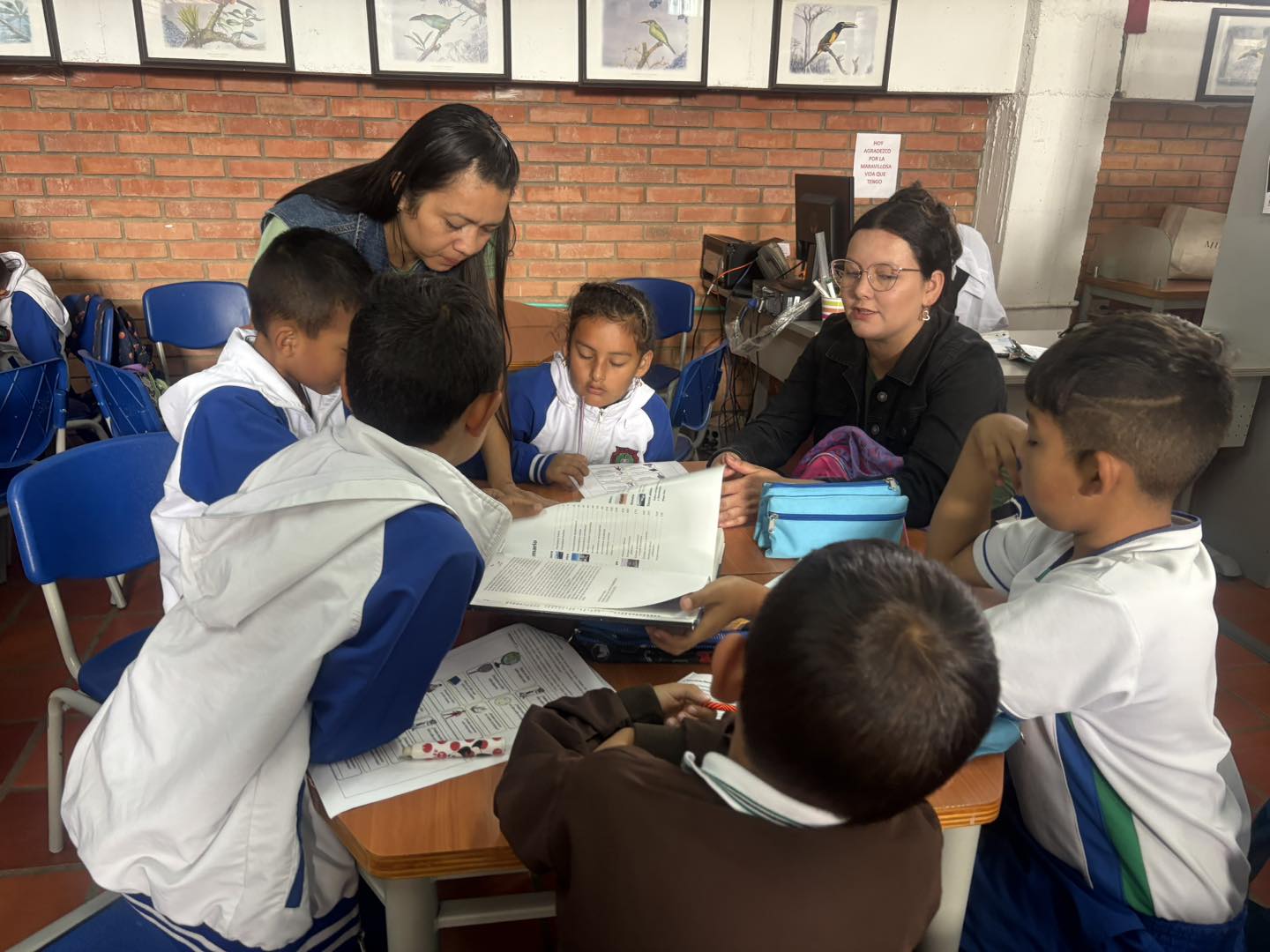 Estudiantes de primaria en biblioteca