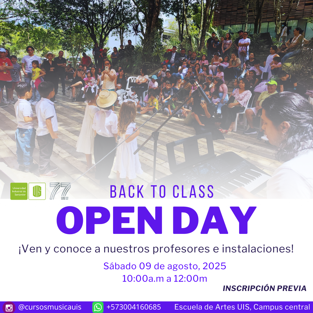 Pieza gráfica del Open day de los Cursos de Extensión en Música
