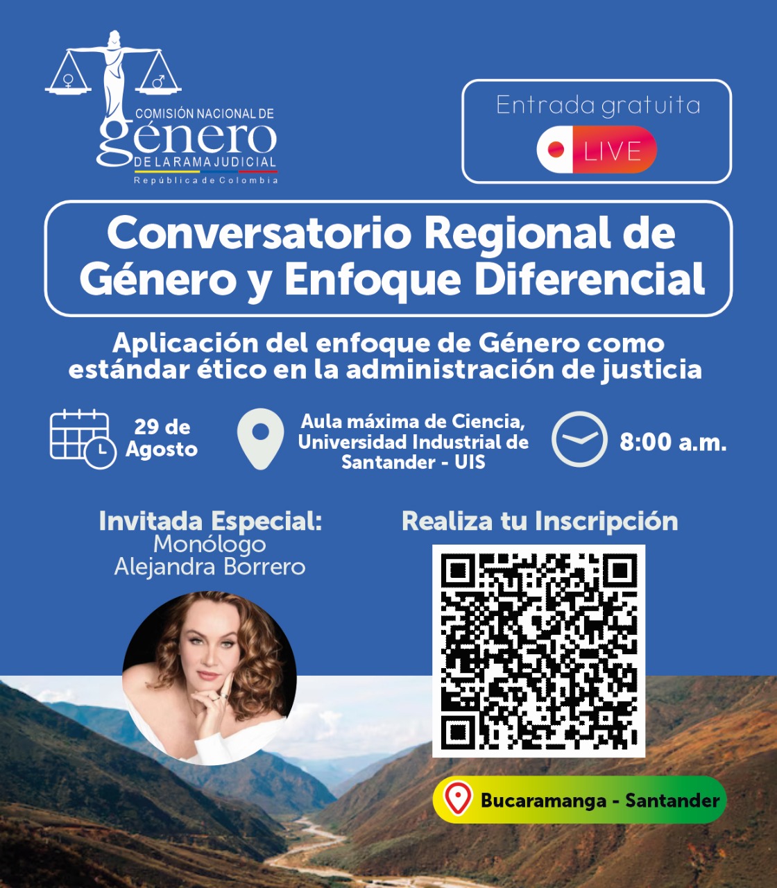 Línea gráfica del conversatorio de género Escuela de Derecho UIS 2025