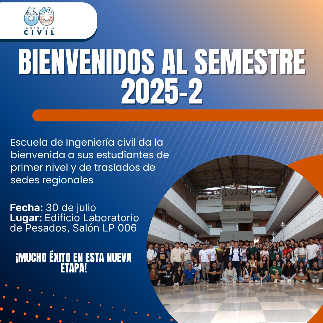 Flyer anunciando la bienvenida a los estudiantes de Ingeniería Civil