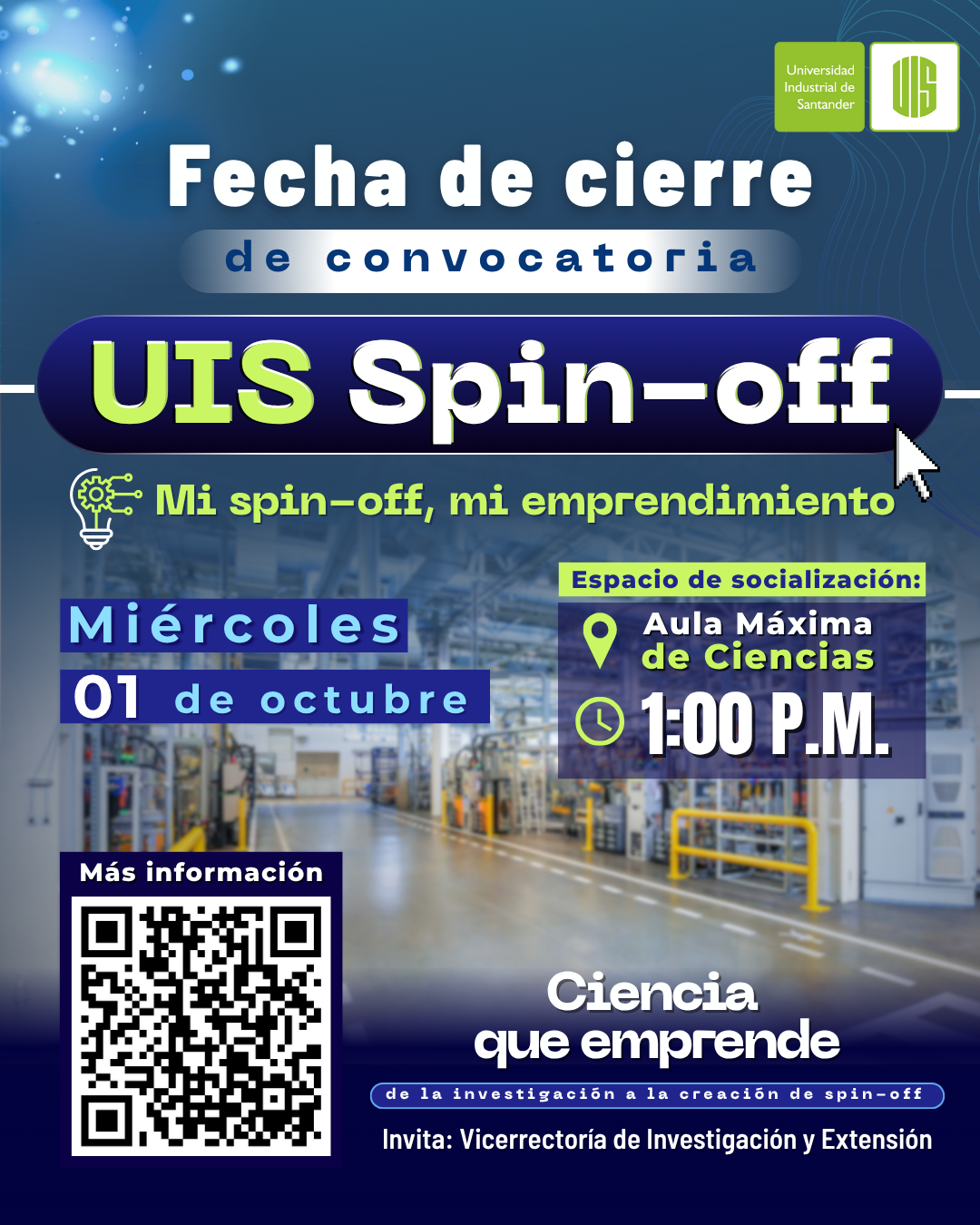 Pieza fecha de cierre convocatoria Spin-Off de la UIS