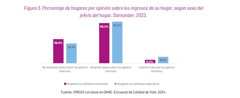 Gráfica del ingreso de los hogares por sexo.