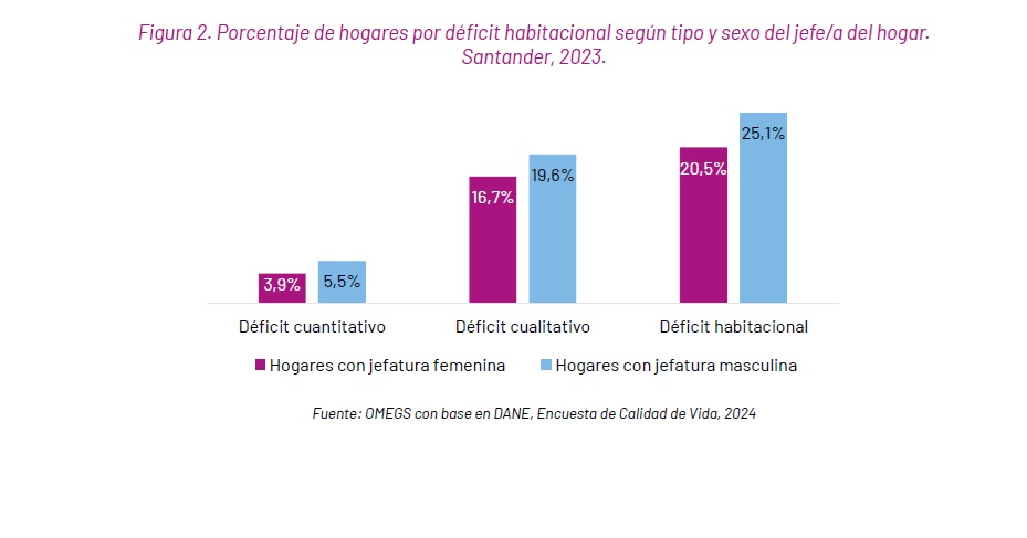 Gráfica del déficit habitacional según el tipo de sexo