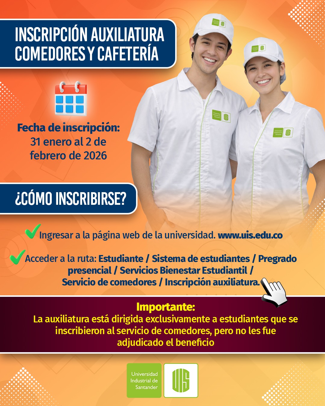 Pieza gráfica con información sobre el proceso de inscripción.
