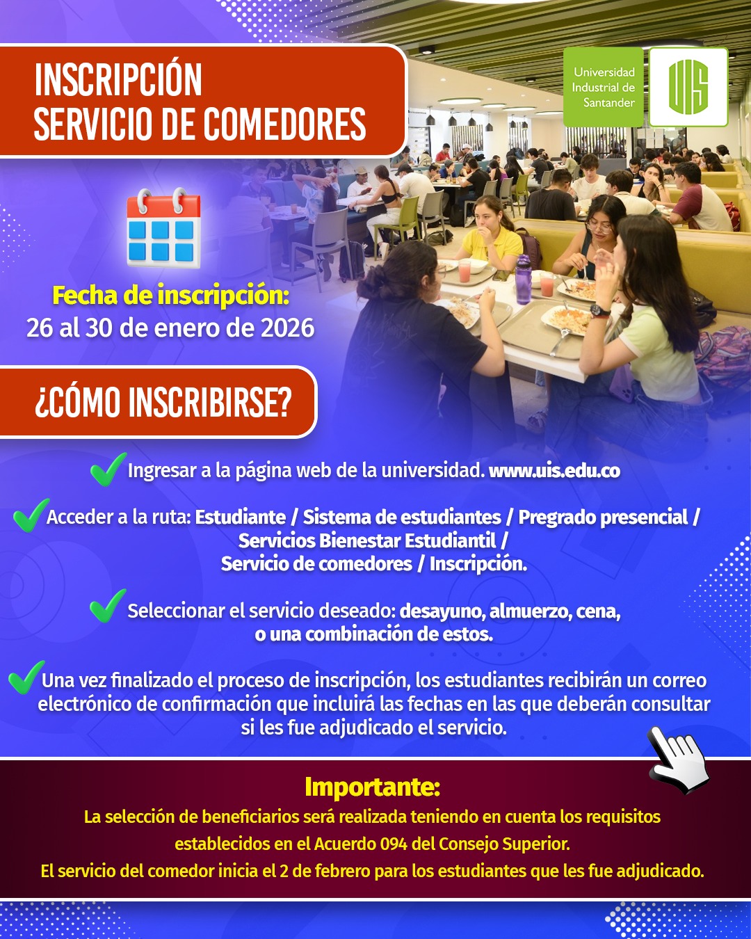 Pieza gráfica con información sobre las inscripciones.
