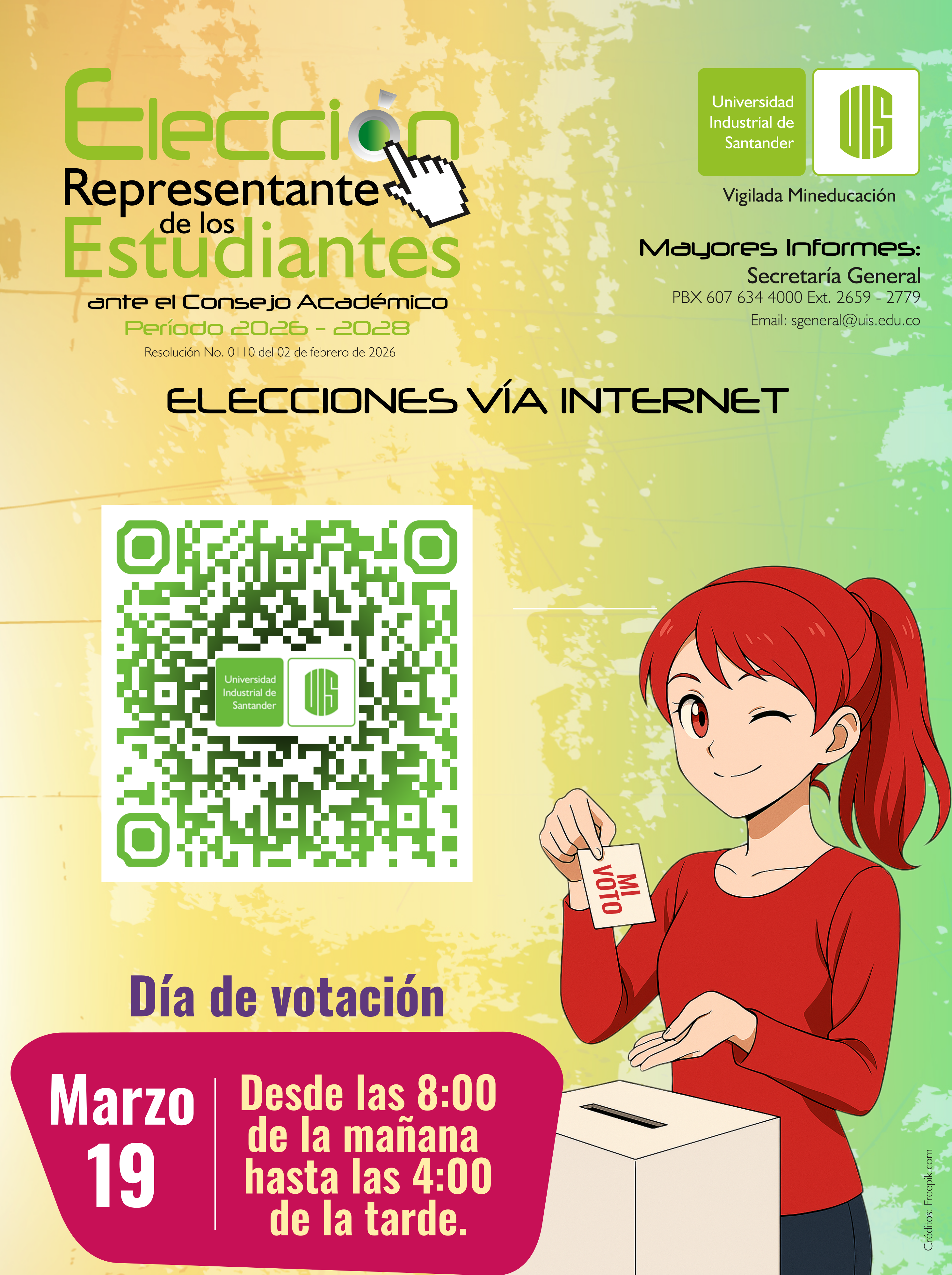 Afiche votación elección representación estudiantil ante el CA