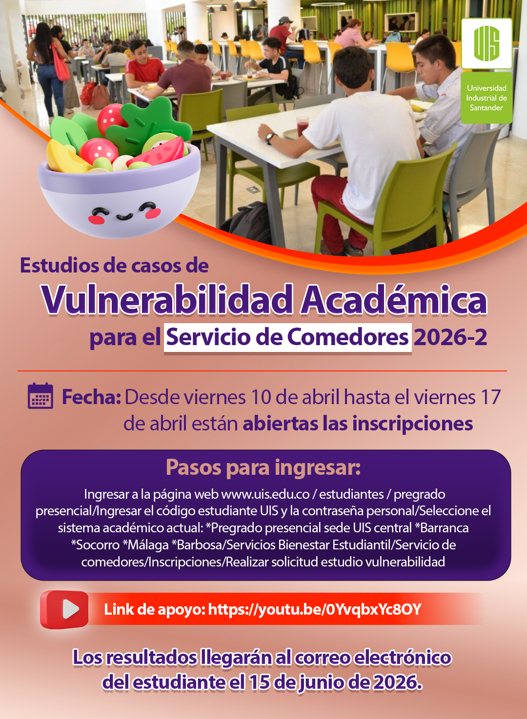 Pieza gráfica con información de las inscripciones.