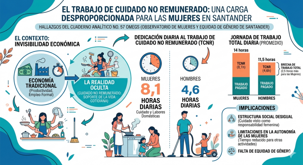 Gráfica explicativa sobre el trabajo de cuidado no remunerado