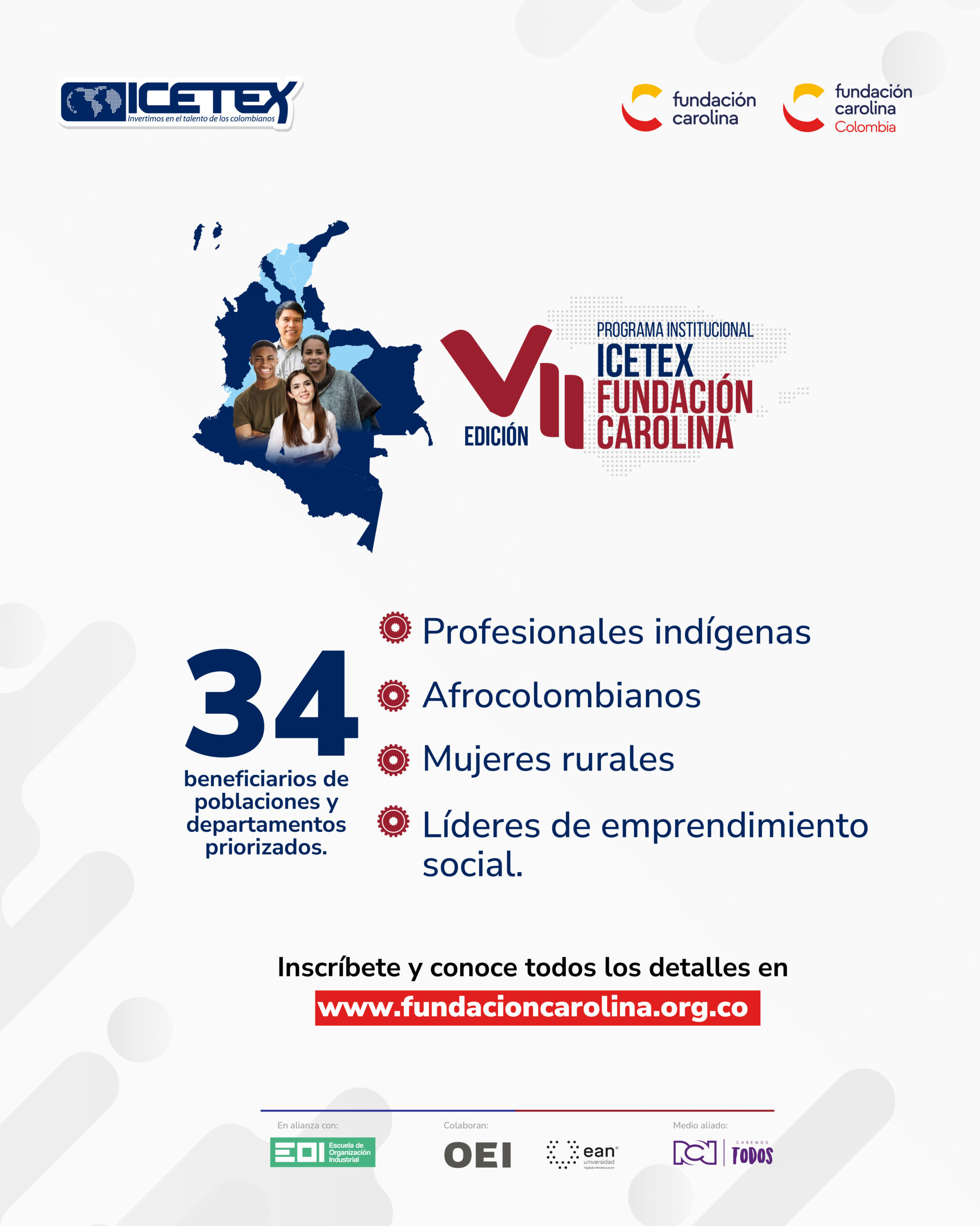 Pieza publicitaria de la convocatoria de la Fundación Carolina