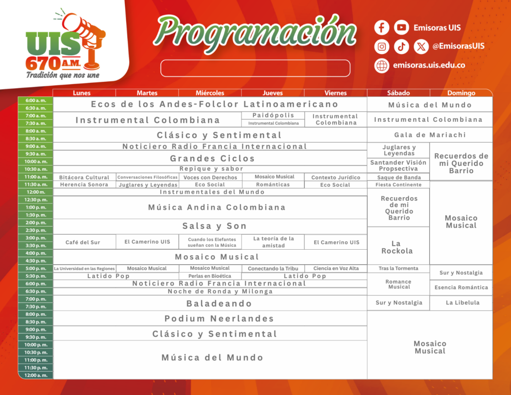 Programación radial en a.m. UIS