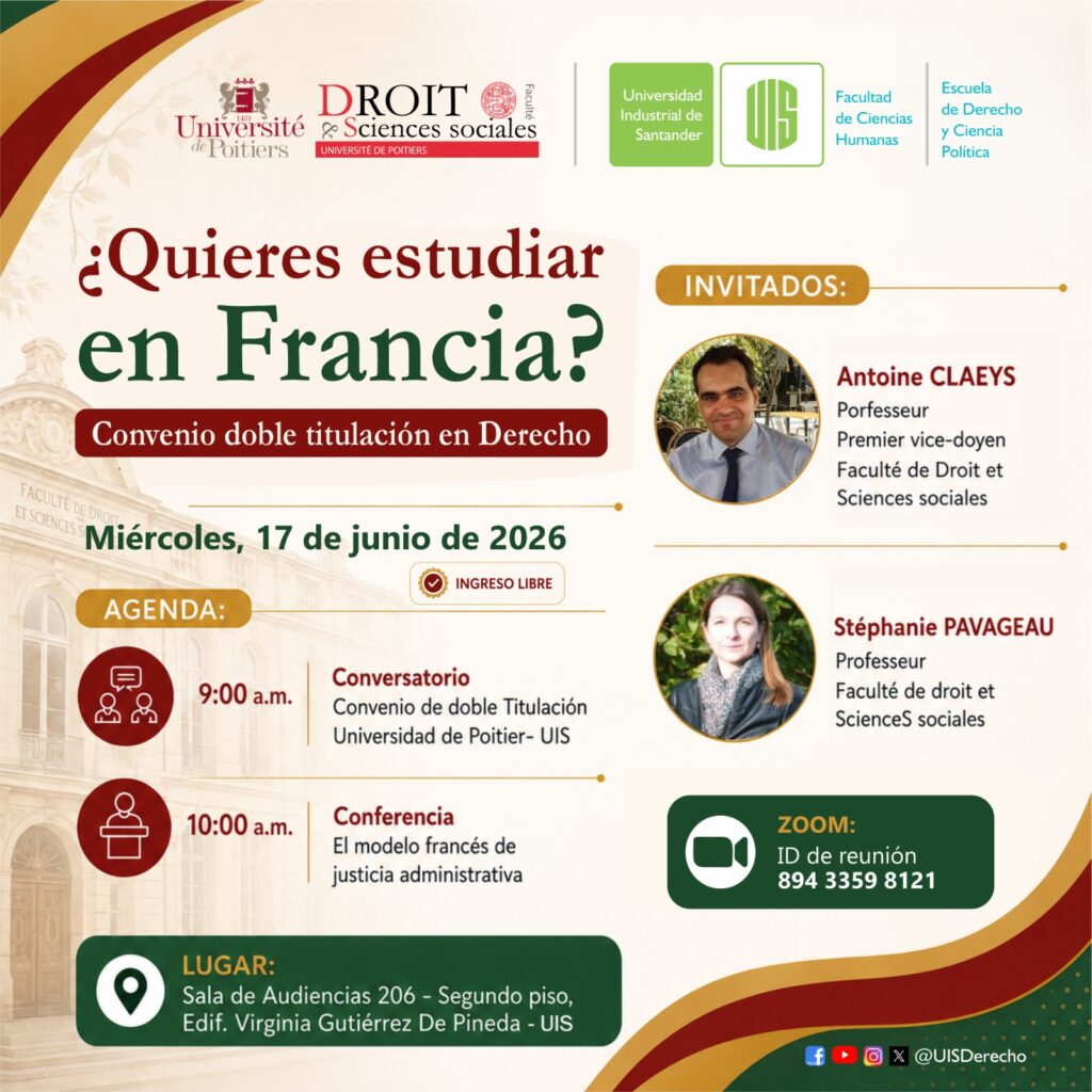 Publicidad sobre el convenio de doble titulación en Derecho UIS 2026