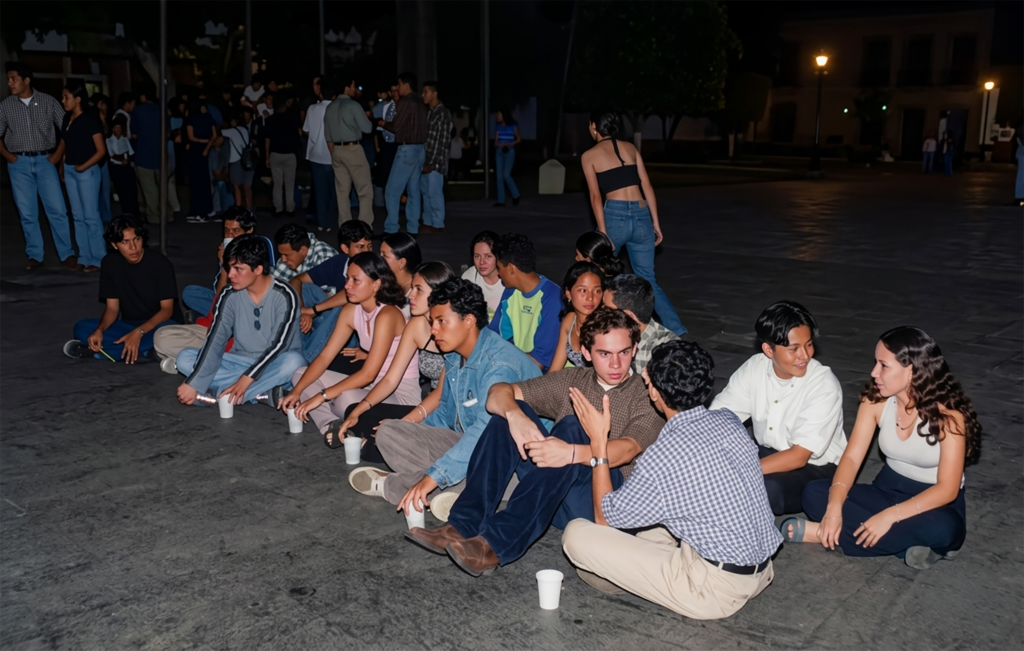 Jóvenes sentados 