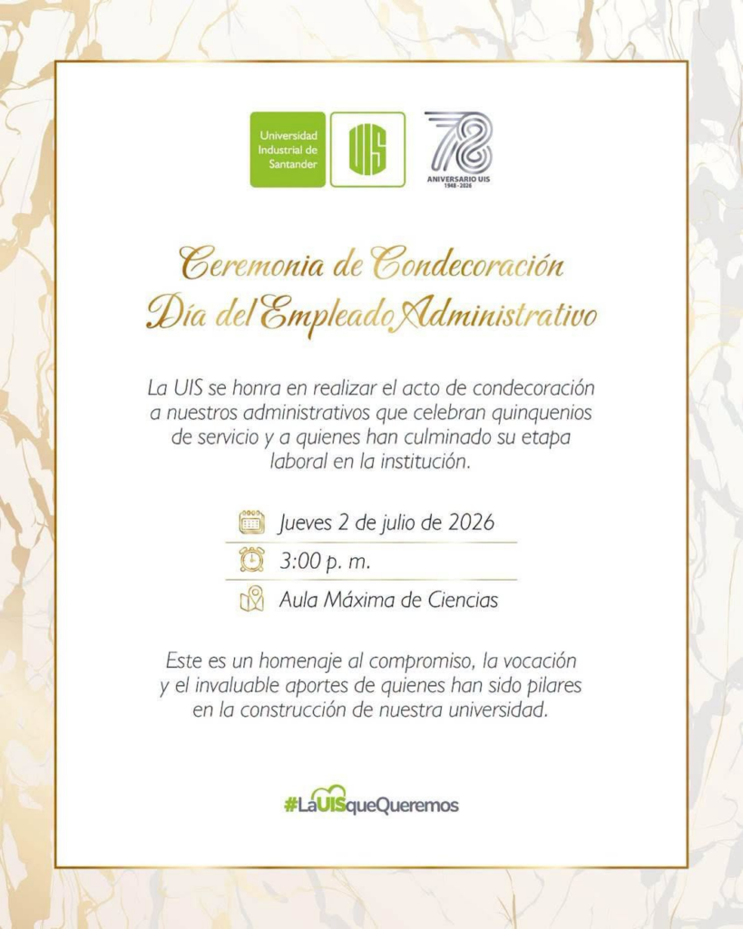 Pieza gráfica de la ceremonia de condecoración Día del Empleado Administrativo