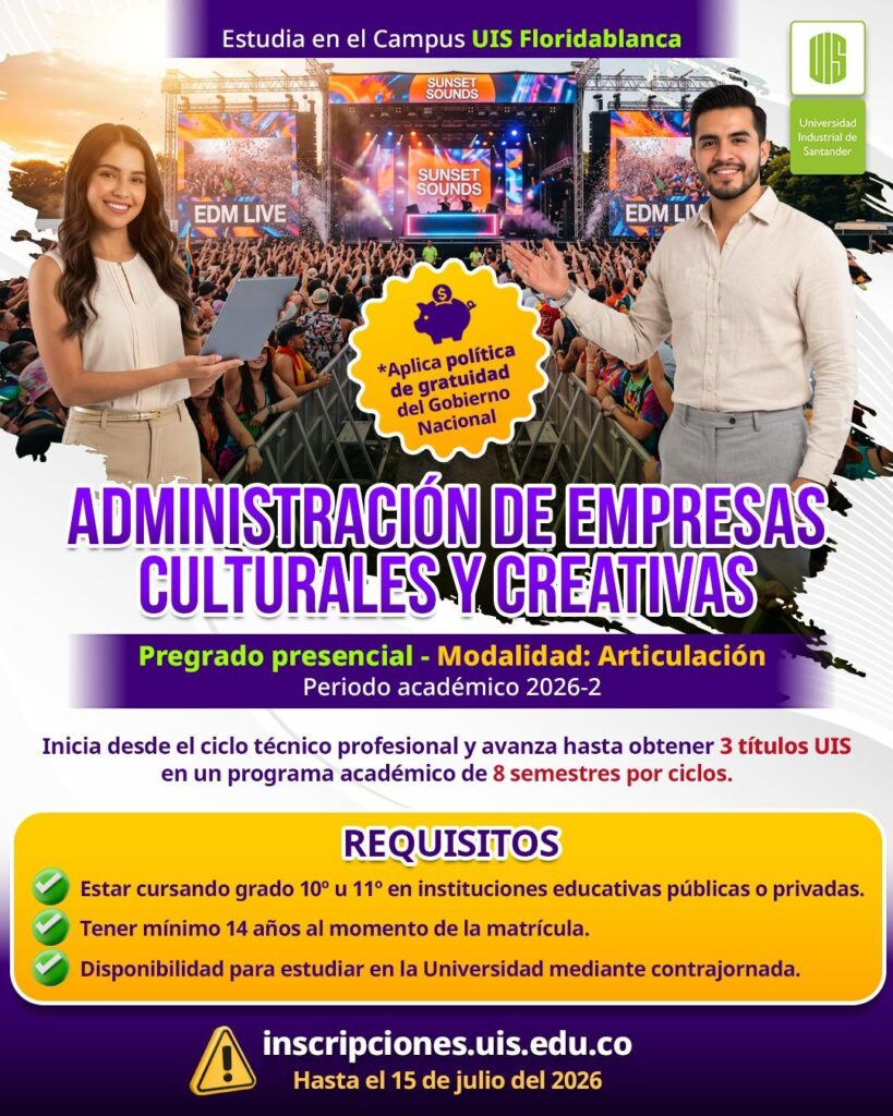 Pieza promocional Administración de Empresas Culturales y Creativas UIS