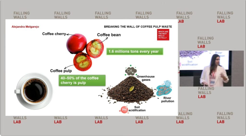 Alejandra Melgarejo exponiendo en el Falling Walls Lab Colombia 2026