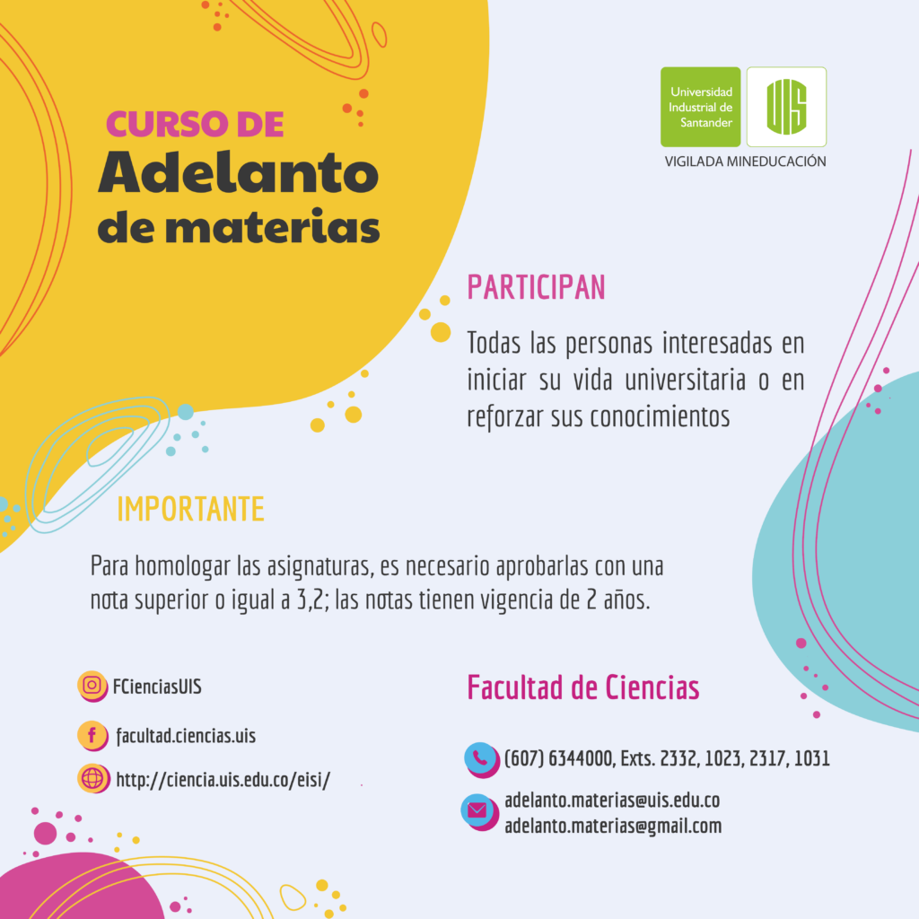 Pieza gráfica con información del curso de adelanto de materias