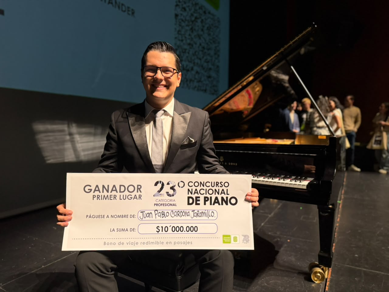 Juan Pablo Cardona Jaramillo fue el ganador del XXIII Concurso Nacional de Piano, categoría profesional.
