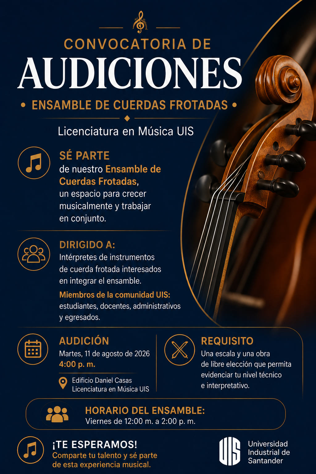 audiciones para conformar el Ensamble de Cuerdas Frotadas