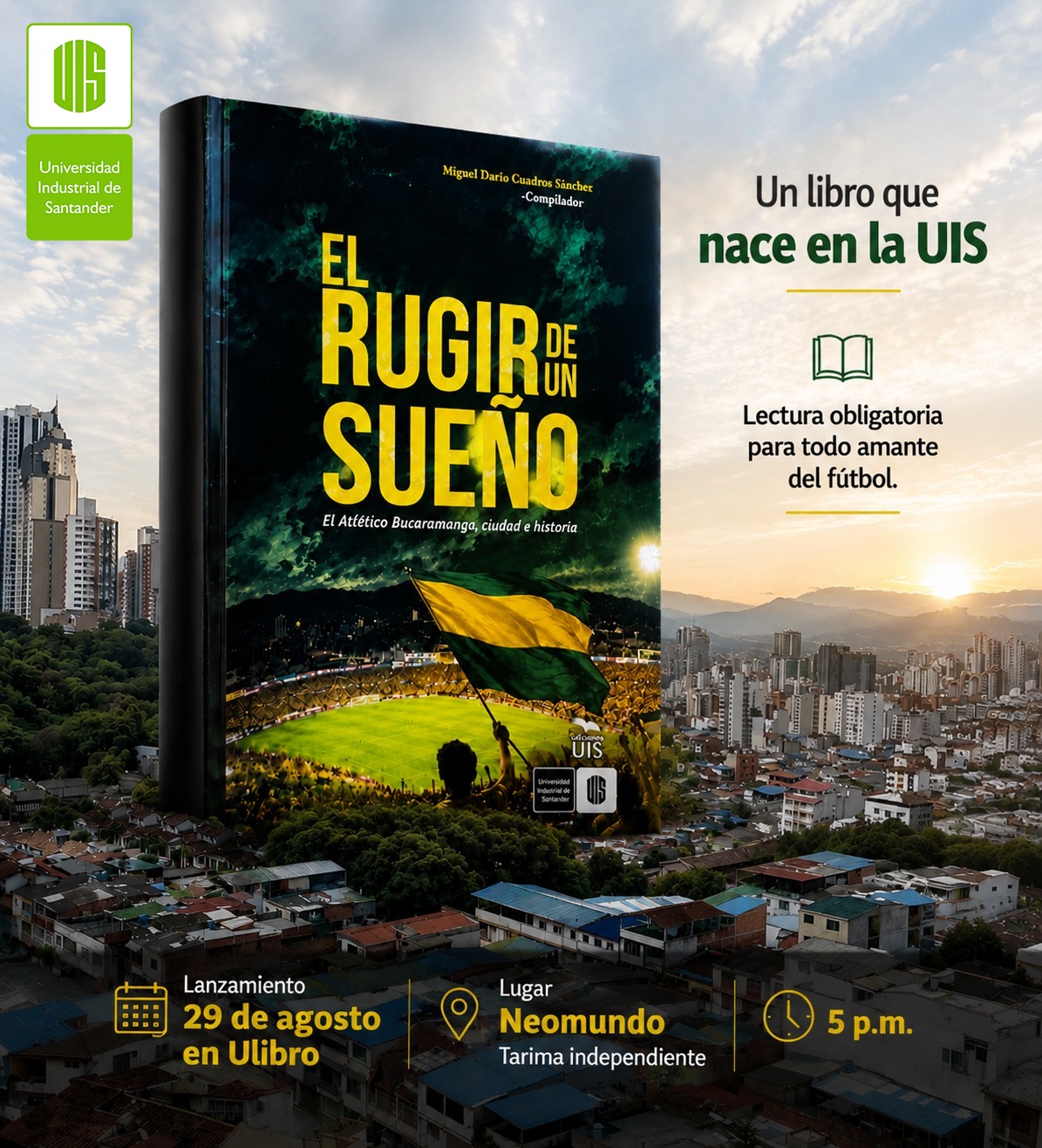 Pieza gráfica con información del lanzamiento del libro.