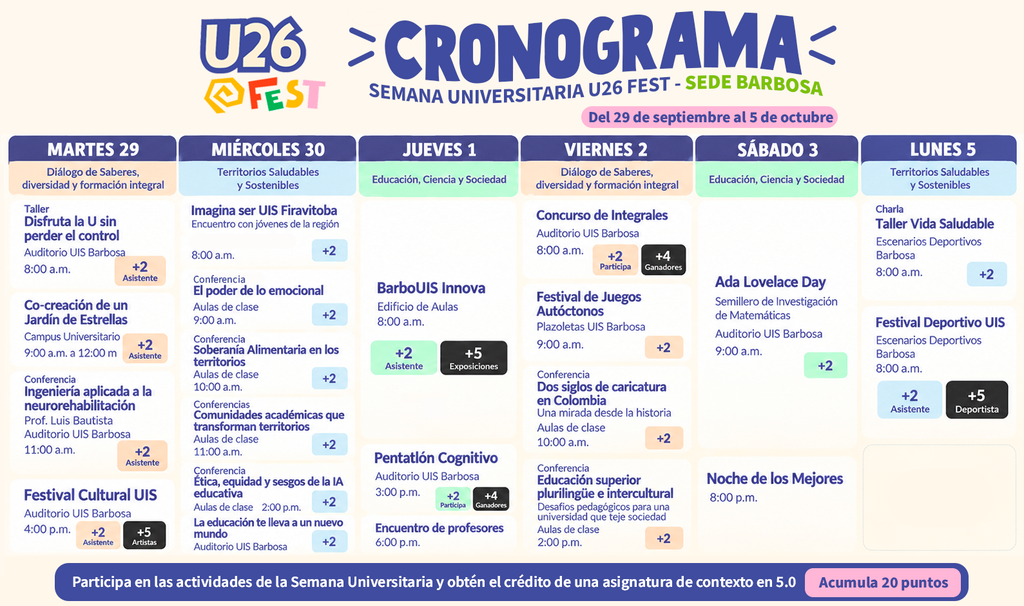 U26 Fest UIS Barbosa University Week events