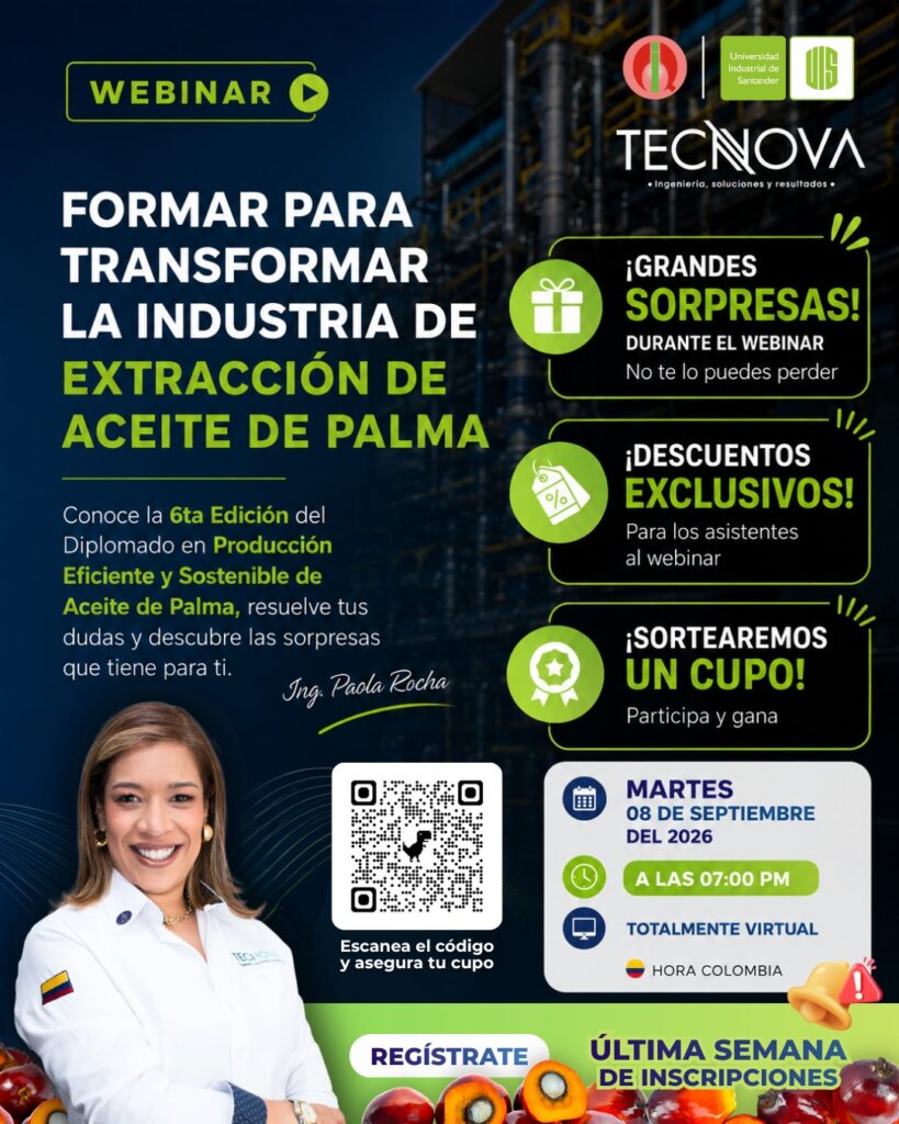 Publicidad alusiva al Webinar sobre aceite de palma UIS 2026