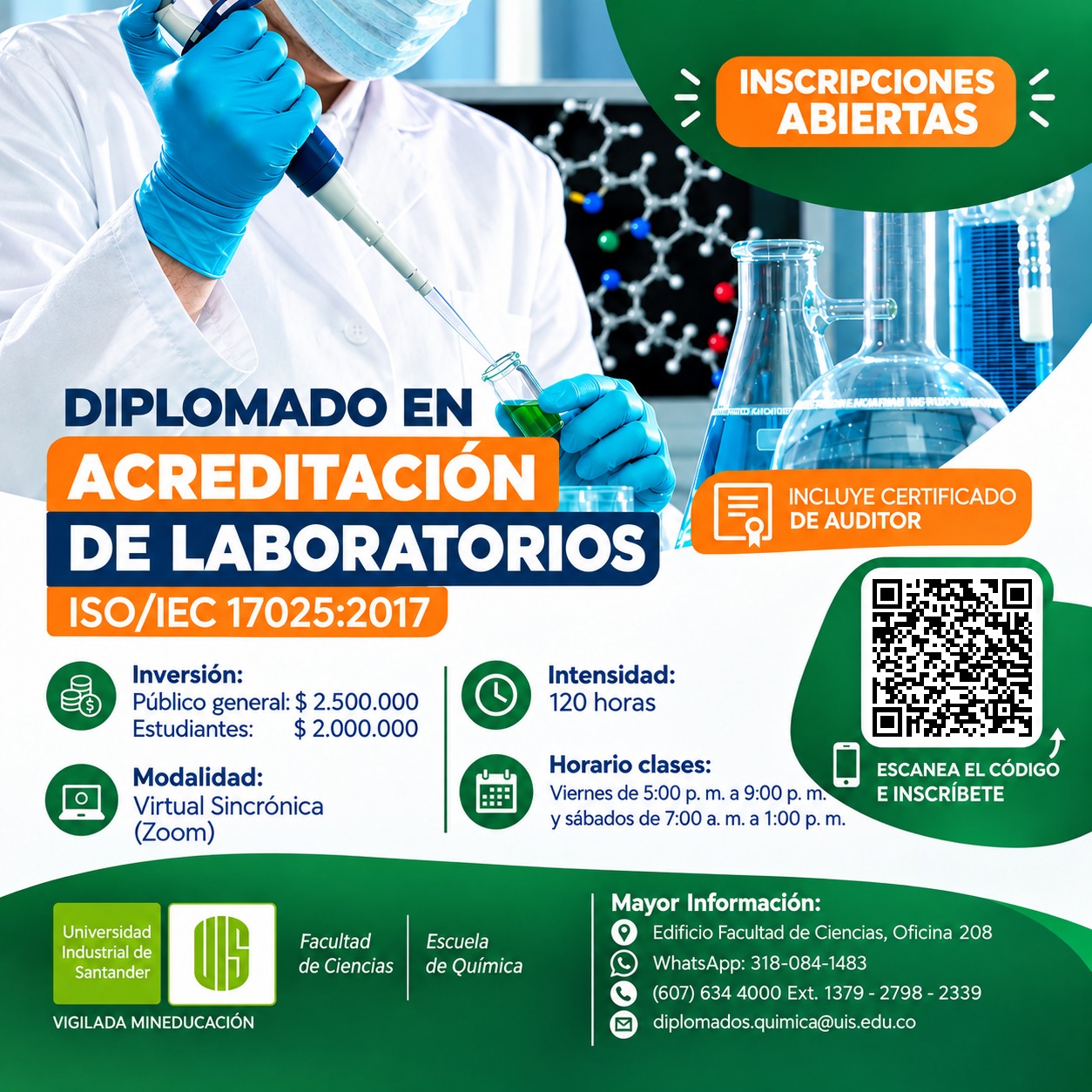 Diplomado en Acreditación de Laboratorios ISO-IEC 17025:2017 de la Escuela de Química de la Universidad Industrial de Santander.