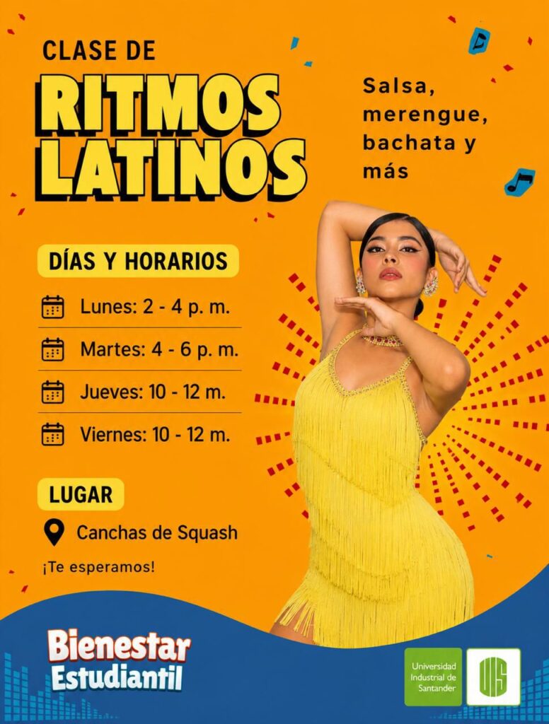 Clase de Ritmos Latinos, actividad que integra los Servicios de Promoción y Prevención de Bienestar Estudiantil.
