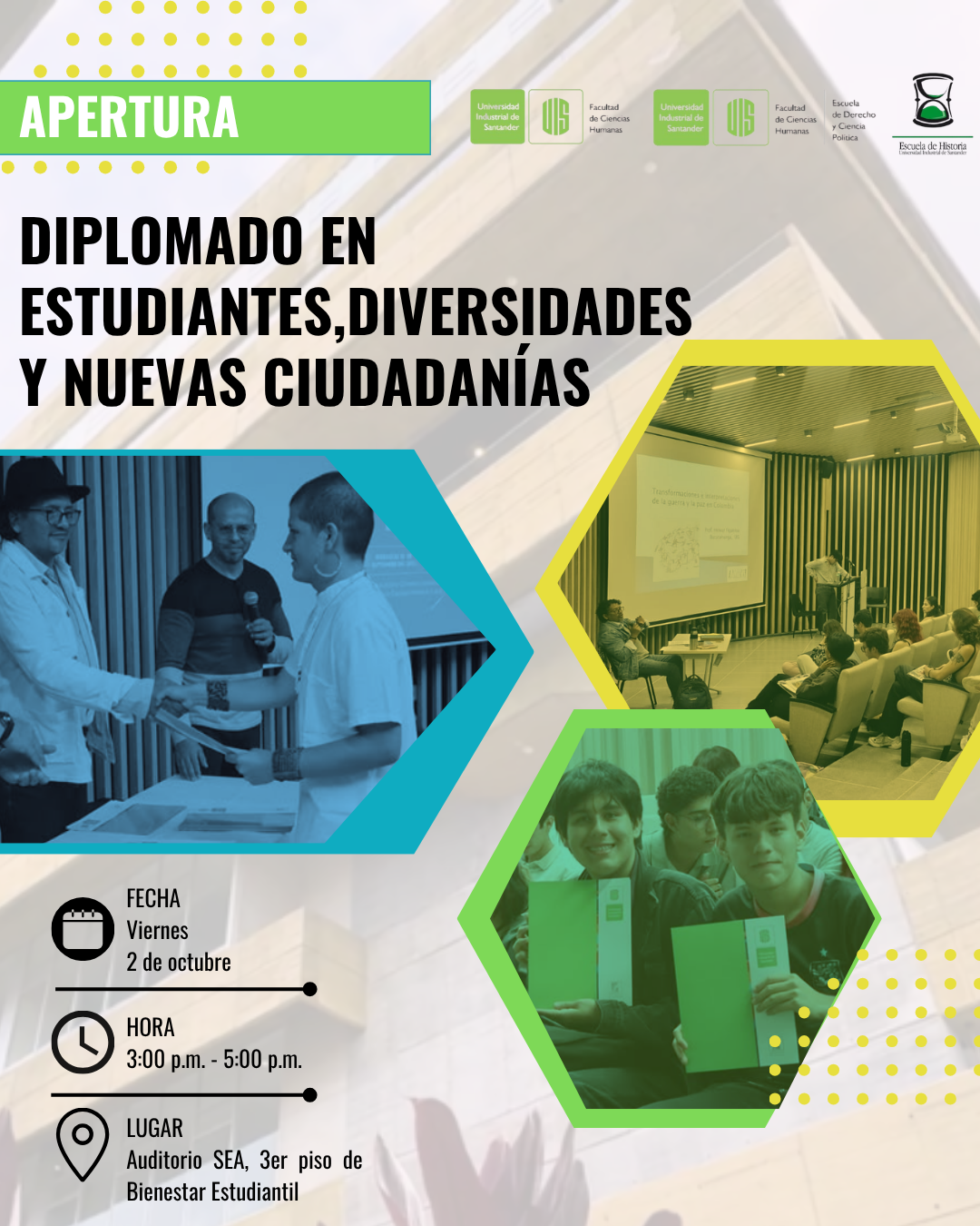 Flayer Diplomado en estudiantes, universidades y nuevas ciudadanías