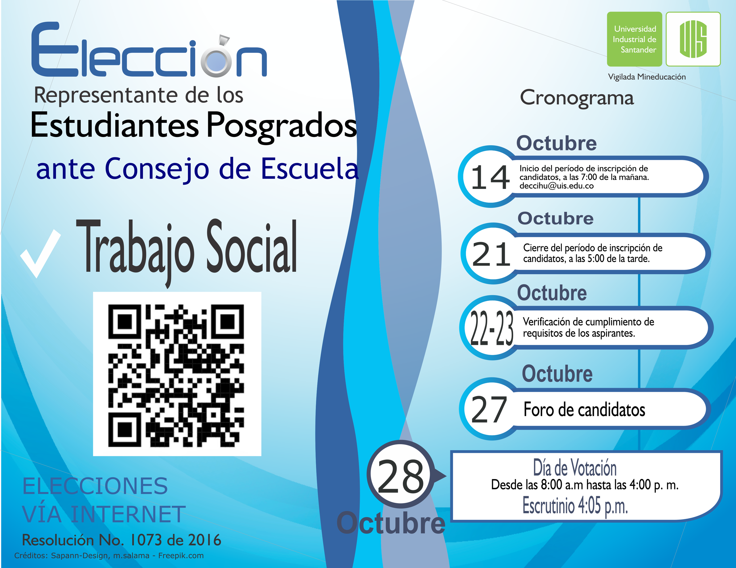 inscripciones para elegir representante de estudiantes de posgrado de Trabajo Social UIS