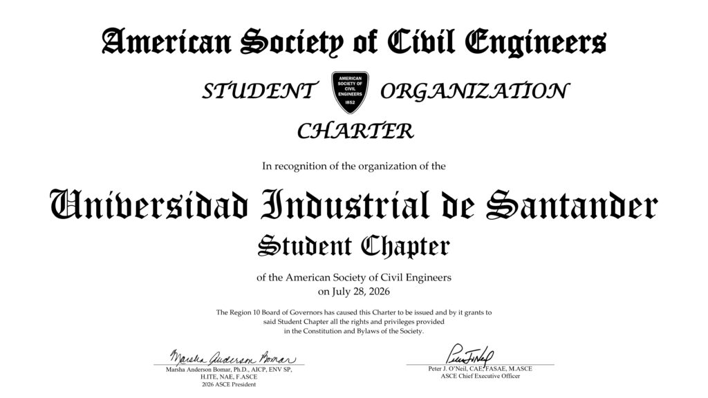 Diploma de Acreditación internacional entregada por la ASCE