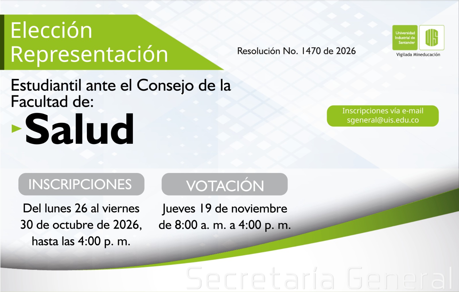 Elección representante estudiantil Salud